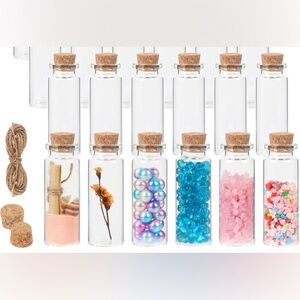 12 Glass Bottles with Cork and Twine 12ml